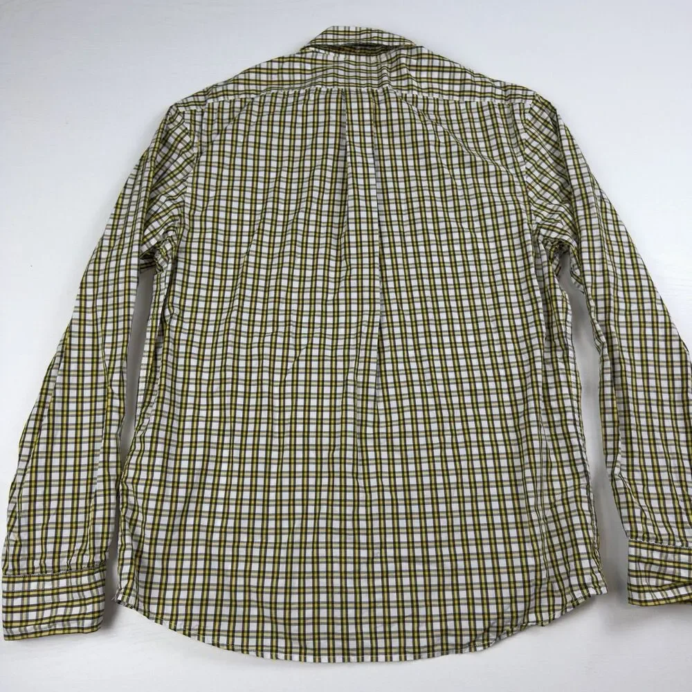 Banana Republic Untucked Standard Fit Mens M L/S Button Up Shirt Plaid Cotton